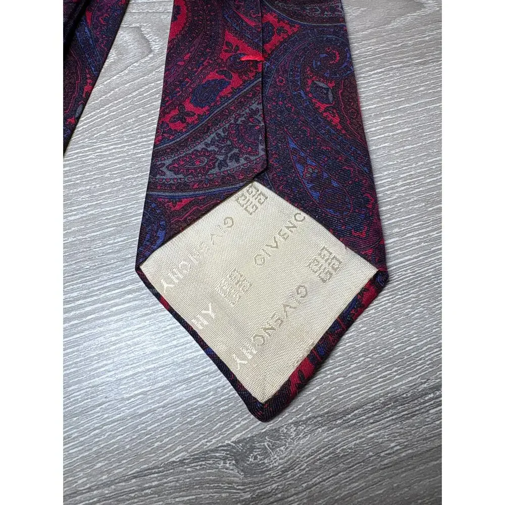 Vintage Givenchy Monsieur Men's All Silk‎ Tie- Italy- Subdued Parrots- Blue Red